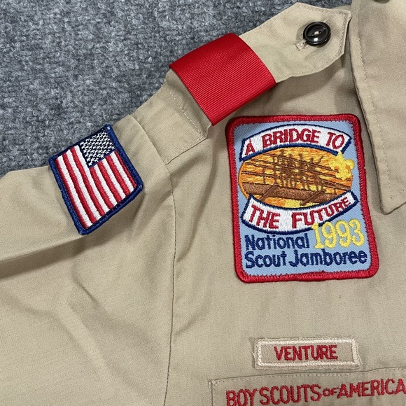 Boy Scouts Of America Leadership Shirt Mens Large USA 90s Patches BSA Vintage - Picture 3 of 12